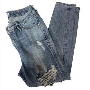 Good American Light Wash Cotton Distressed Good Legs Skinny Jeans Sz 16